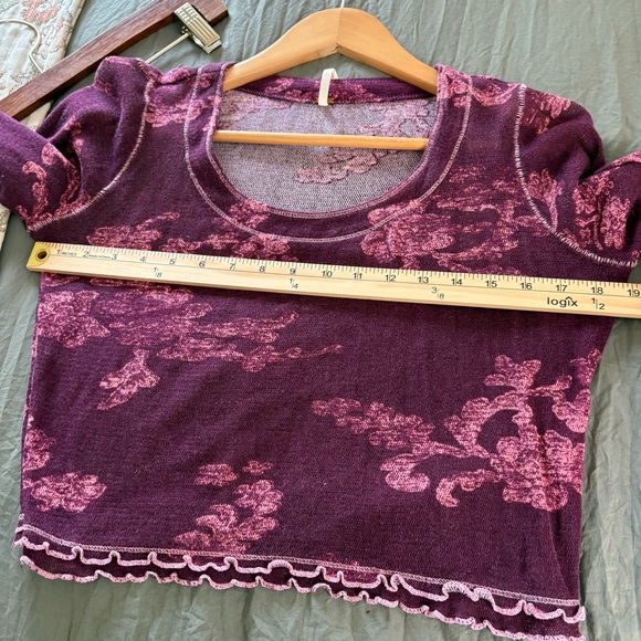 Free People Garner Long Sleeve Tee in Berry Combo. Size Small. - Picture 10 of 13